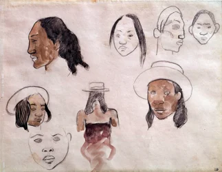 Tahitianen. Aquarel door Paul Gauguin (1848-1903)