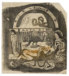 Te atua (De God), uit de reeks late houtblokdrukken