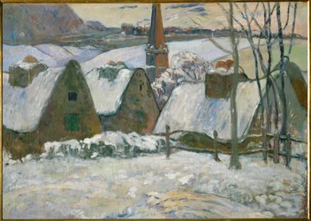 Bretons dorp onder de sneeuw (olieverf op doek)