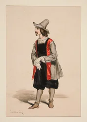 HOLLANDER. Wollen overjas. Fluwelen kniebroek.