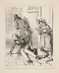 Mijnheer Victor, die onder een bepaald venster wandelde, kreeg van mijnheer Prosper een menigte stokslagen.