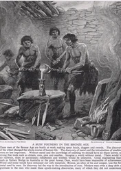 Een drukke gieterij in de Bronstijd, illustratie uit 