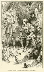 Robin Hood, onder de Groene Boom (gravure)