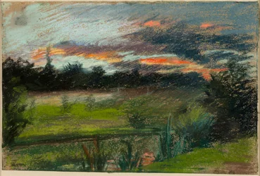 Blauwe en oranje lucht