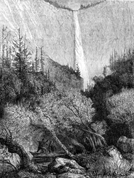Waterval, Yosemite National Park, Californië, 19e eeuw