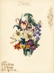 Boeket van lelies, tulp, fuchsia, tijgerlelie
