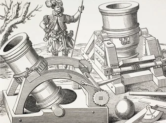 16e eeuwse mortieren op beweegbare wagens.