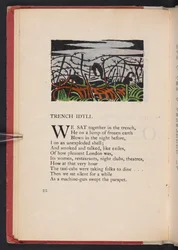 Trench Idyll, illustratie uit "Images of War" door Richard Aldington. Londen, The Beaumont Press, pagina 22