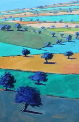 Cotswold Way, Vanaf Broadway #1, 2022 (acryl op board)