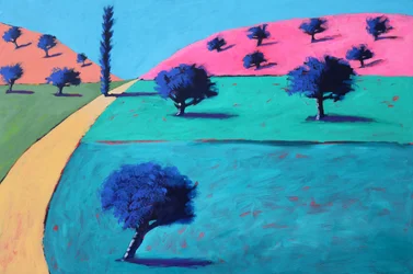 Pink Hills #1, 2022 (acryl op board)