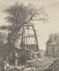Schotse bedelaars rustend bij een bron