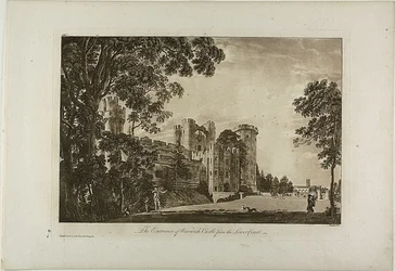De ingang van Warwick Castle vanuit de lagere binnenplaats, plaat 2