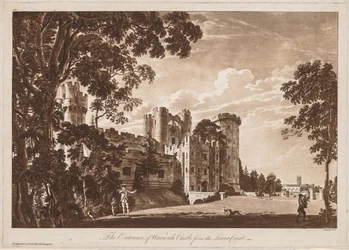 Uitzichten van Warwick Castle: De Ingang van Warwick Castle vanaf de Lagere Hof