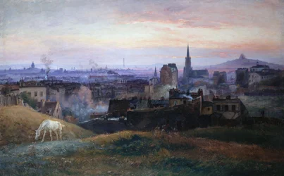 Panoramisch uitzicht op Parijs, genomen vanaf de hoogten van Ménilmontant