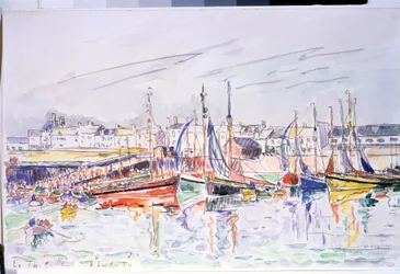 Zeilboten in de haven van La Turballe in Loire Atlantique.