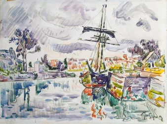 Zeilboot bij een Pier, 1920s
