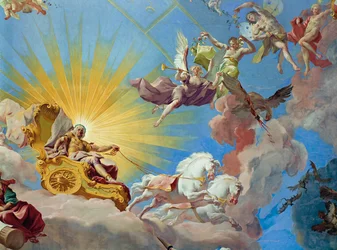 Plafondschildering Apotheose van Keizer Karl VI boven de Keizerstrap
