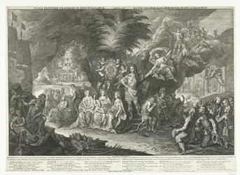 Allegorie op koning Willem III als brenger van vrede in Europa, 1697