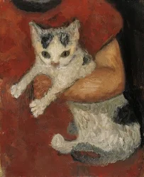 Kat in de arm van een kind. Omstreeks 1903