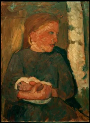 Meisje met konijn in de arm