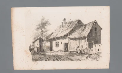 Gezicht op een straat met huizen (Beginselen van landschappen)