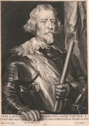 Dom Carolus de. Columna. a. Cons. Stat. Prim. a. Cubit Reg. Mat. Cath. Magister Campi..Gnalis. in Belg. Etc.