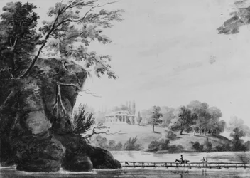 Uitzicht op Morrisville, landhuis van generaal Moreau in Pennsylvania, 1811-ca. 1813