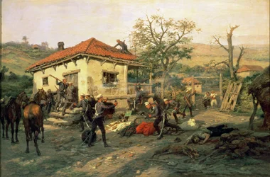 Een scène uit de Russisch-Turkse oorlog in 1876-77