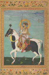 Shah Jahan te paard, Folio uit het Shah Jahan Album, verso: ca. 1630, recto: ca. 1530-50