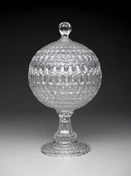 "Argus" gedekte compote, ca. 1855-75 (geperst glas)