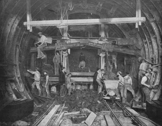 Uitgraven van een buis-spoorweg, Great Northern and City Railway, Londen, c1903