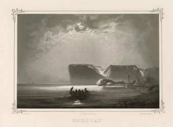Nordcap. Illustratie uit het boek Noorwegen voorgesteld in tekeningen van Asbjørnsen, P.Chr. en uitgegeven door Chr. Tønsberg (no, 1848)