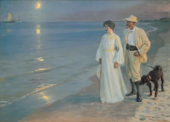 Zomeravond op het strand van Skagen. De schilder en zijn vrouw
