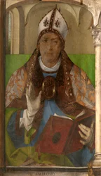 Ambrosius van Milaan (omstreeks 340-397), Sint-Ambrosius, aartsbisschop van Milaan, 1450-1503, 117 x 65, omstreeks 1473-1475, Galleria nazionale delle Marche, Urbino