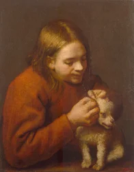 Jongen die vlooien zoekt op een hond, 1650