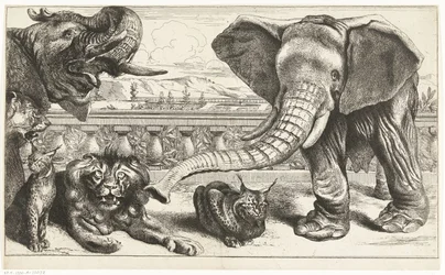 Olifanten, leeuwen en lynxen in de tuinen van Versailles