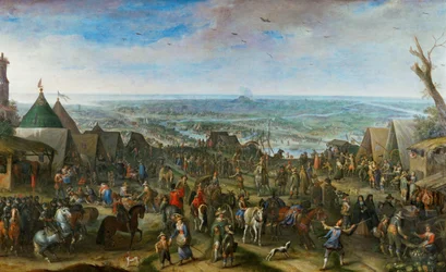 Soldaten in een kamp (koper)