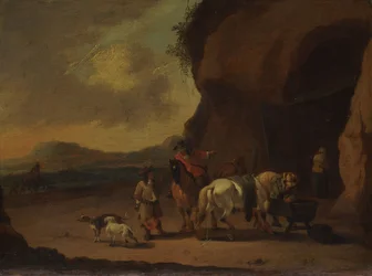 Ruiters gestopt op een bergpas