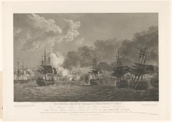 Gezicht van de zeeslag bij Kopenhagen, 1801