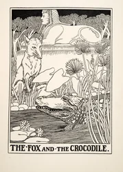 De vos en de krokodil, uit Honderd fabels van Aesopus, gepubliceerd in 1903