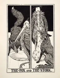 De vos en de ooievaar, uit Honderd fabels van Aesopus, gepubliceerd in 1903