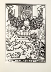 De vos, de aap en de dieren, uit Fontaines fabels, gepubliceerd in 1905
