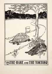 De haas en de schildpad, uit Honderd fabels van Aesopus, uitgegeven 1903
