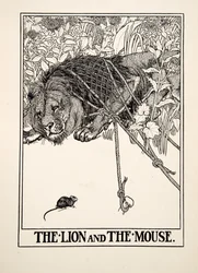 De leeuw en de muis, uit A Hundred Fables of Aesop, gepubliceerd in 1903