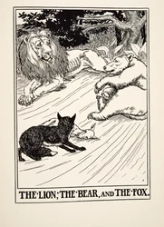 De leeuw, de beer en de vos, uit Honderd fabels van Aesopus, gepubliceerd in 1903