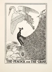 De pauw en de kraanvogel, uit Honderd fabels van Aesopus, gepubliceerd in 1903