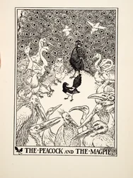De pauw en de ekster, uit Honderd fabels van Aesopus, gepubliceerd in 1903