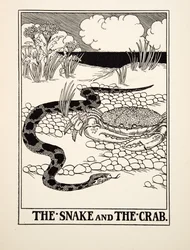 De slang en de krab, uit Honderd fabels van Aesopus, uitgegeven 1903