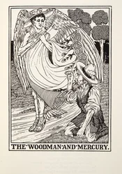 De Houthakker en Mercurius, uit Fontaine Fabels, uitgegeven 1905