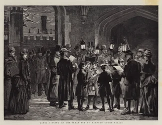 Kerstliederen zingen op kerstavond in Hampton Court Palace